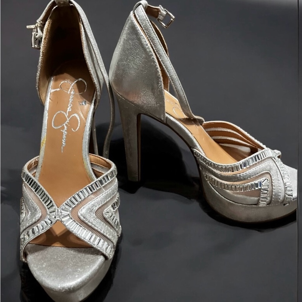 Jessica Simpson Silver rhinestone Women's Heels